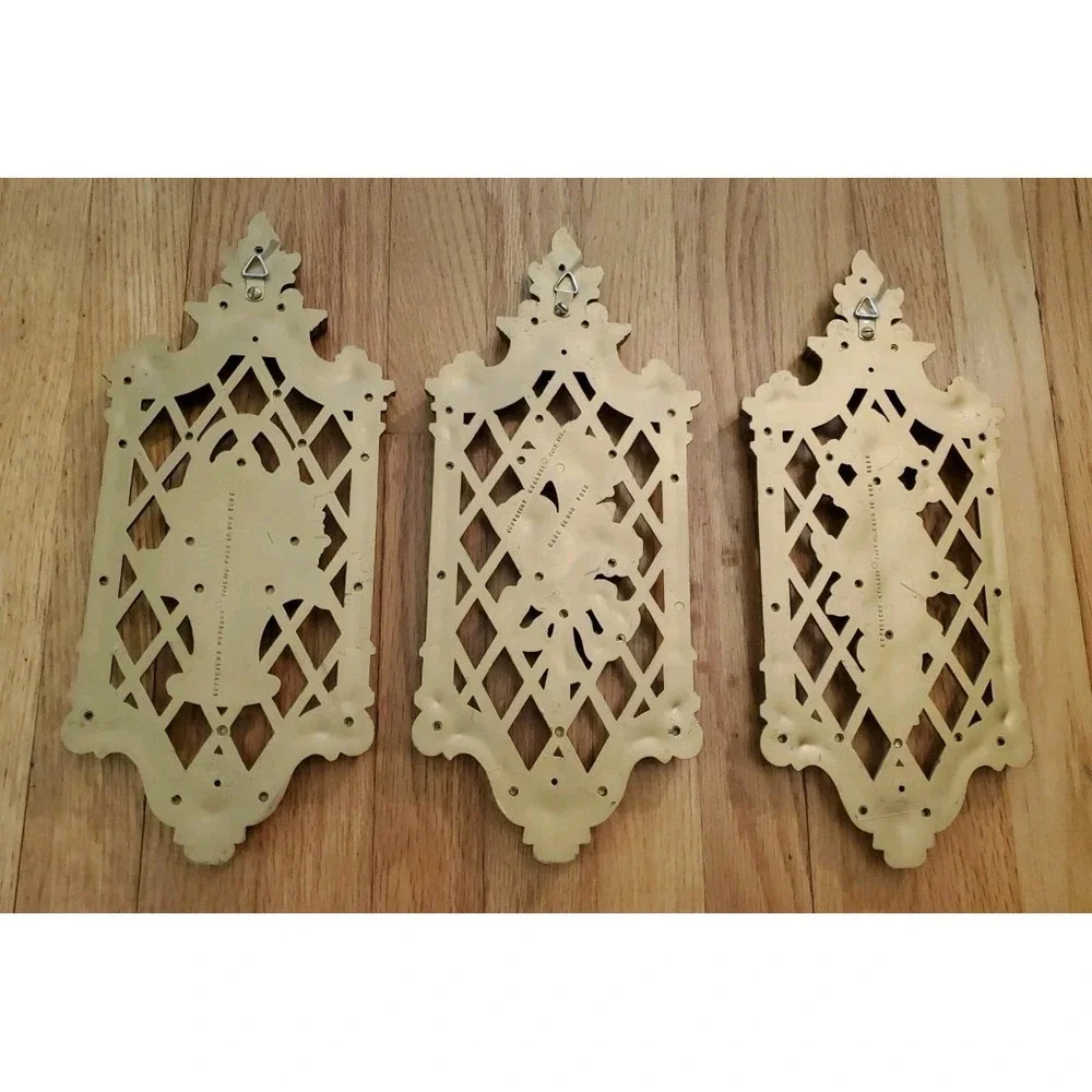 Set of 3 Vintage DART INDUSTRIES Gold Wall Hanging Plaques Floral Decor